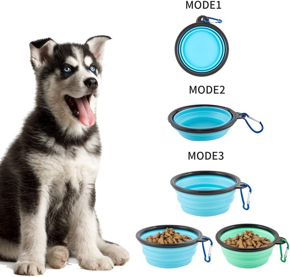 Collapsible Dog Bowls, Travel Dog Cat Water Bowl Portable Foldable Food Dishes with Carabiner Clip - image 4