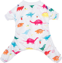 CuteBone Dog Halloween Pajamas Puppy Onesies Small Dogs Soft Pjs Coat - XX-Large / White Dino