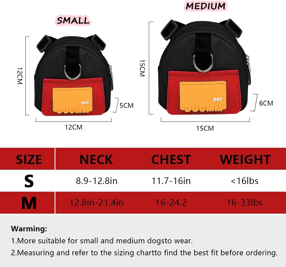 Dog Backpack Harness with Leash - Small / Black - image 3