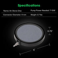 VIVOSUN 2PCS 4 x 2 in Large Air Stone for Aquarium, Air Pump – Essentials for Fish - 5 inch-Round - image 4