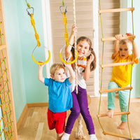 Swing Gymnastic Ring Warrior Obstacle Course Slackline Climb Trapeze - 2 Pack / Yellow - image 2