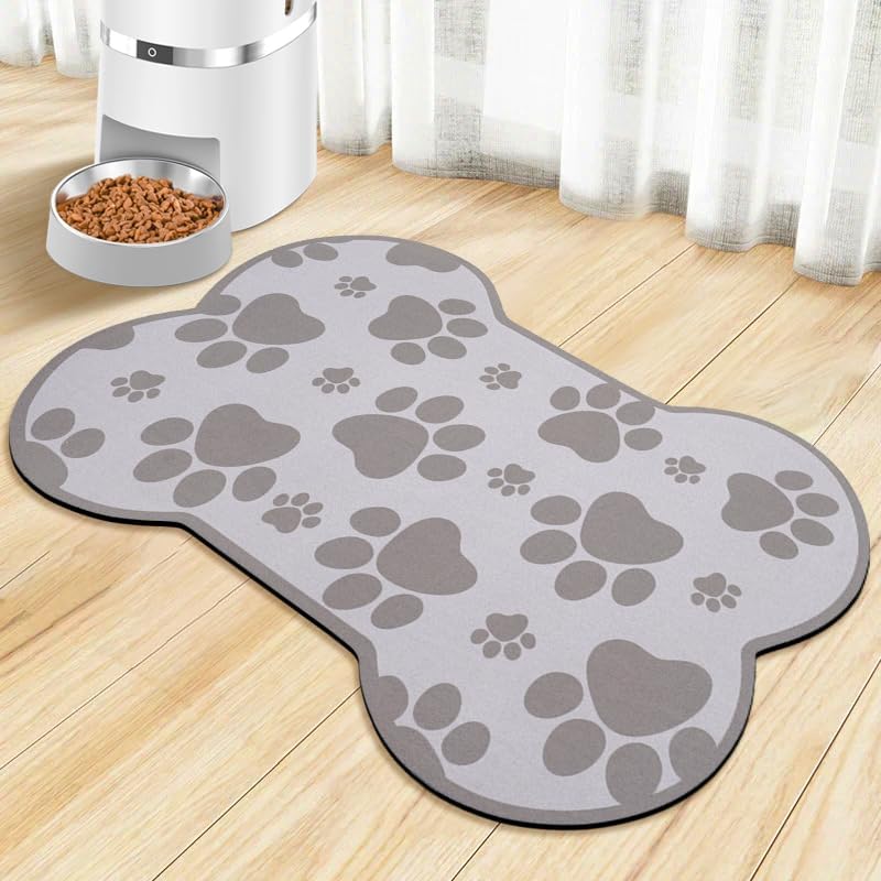 Dog Food Mats for Floors Waterproof - Gray / 23.6"L x 15.7"W