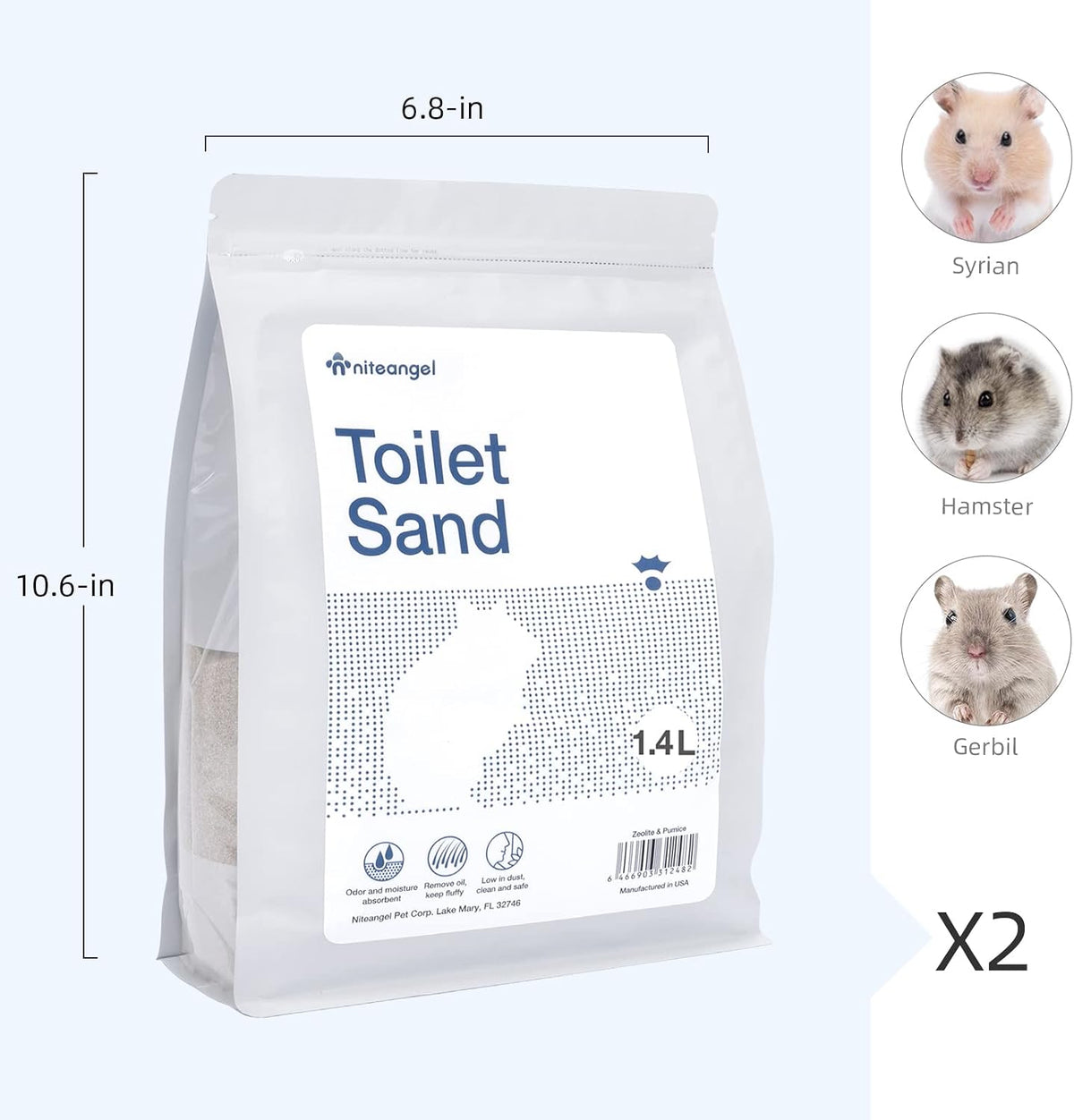 Niteangel Training Litter Potty Sand: 1.4 L x 2 Absorb Odor & No Dust – Essentials for Small Pets - 1.4 L X 2 - Blue Label - image 2