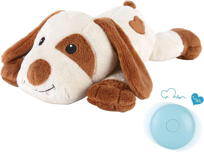 WEOK Heartbeat Puppy Toy, Comfort Cuddler Pillow - White
