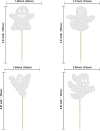 Gyufise black glitter Halloween happy birthday cake topper with half moon, house, pumpkin, ghost and - view 23