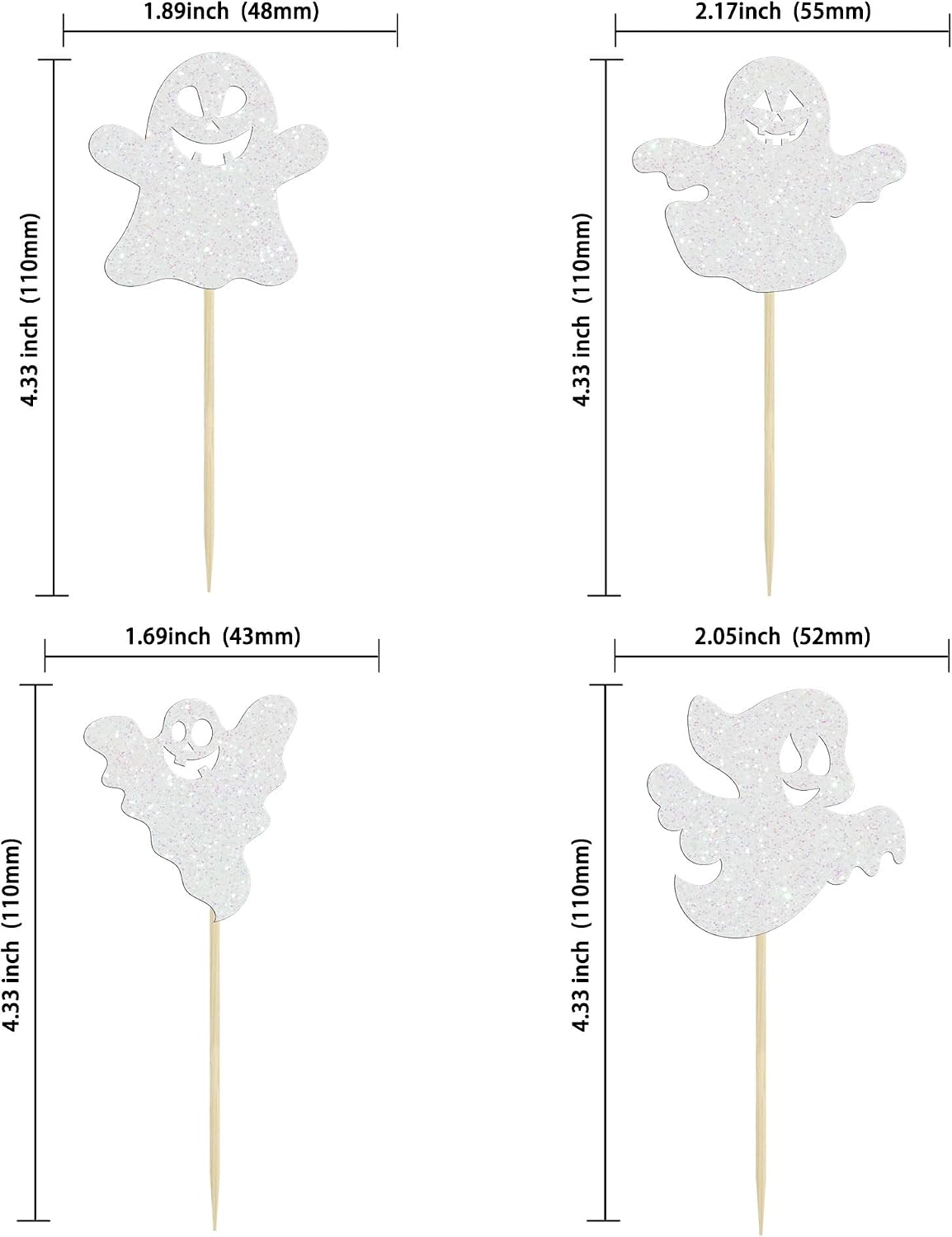 Gyufise black glitter Halloween happy birthday cake topper with half moon, house, pumpkin, ghost and - view 23