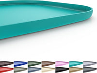 Silicone Pet Feeding Mat with Raised Edge for Food and Water, Dog Bowl Mats, Cat Bowls Placemat with High Lip for Floor Waterproof, Rubber Tray for Cats and Dogs 19 x 12 x0.7 Dark Turquoise