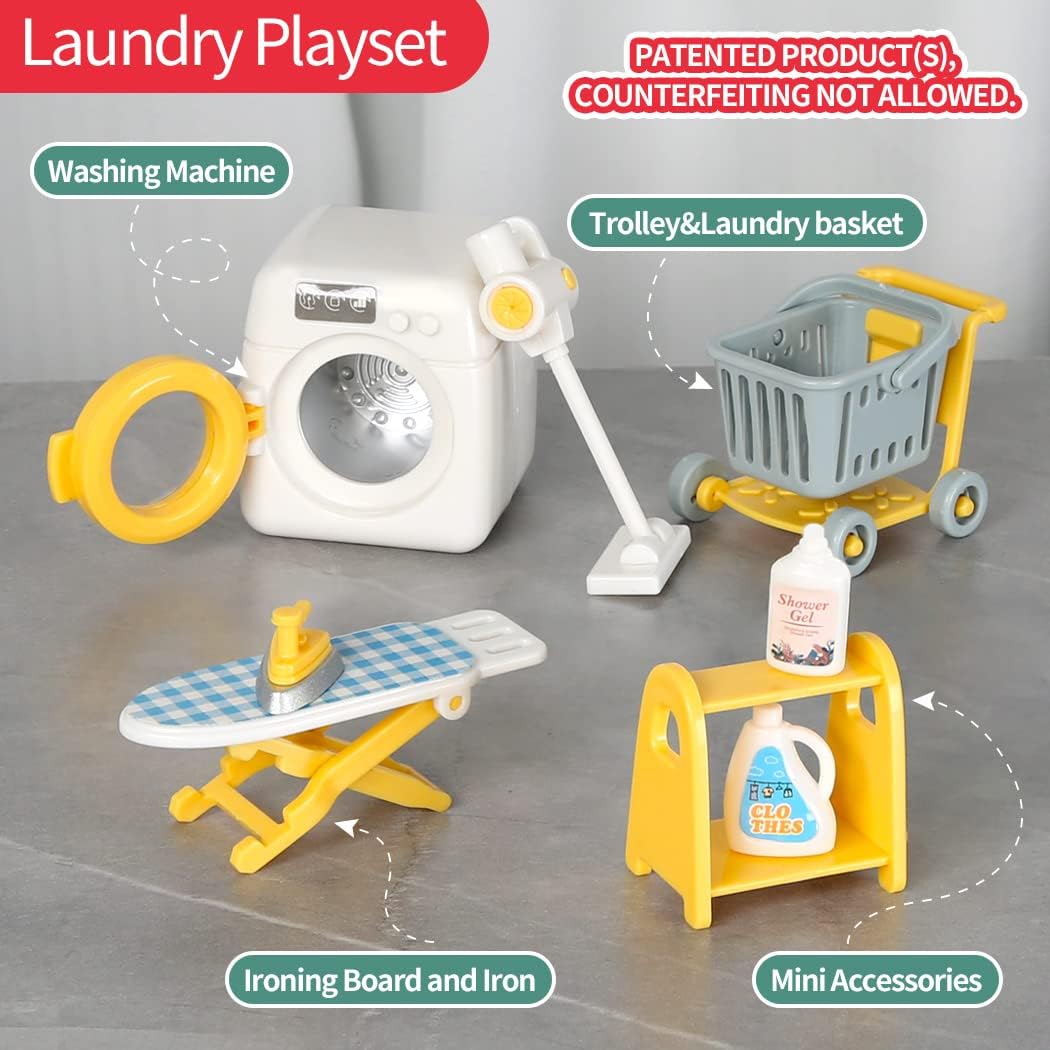 TAKIHON Dollhouse Furniture, Kitchen & Bathroom Toy Set - image 3