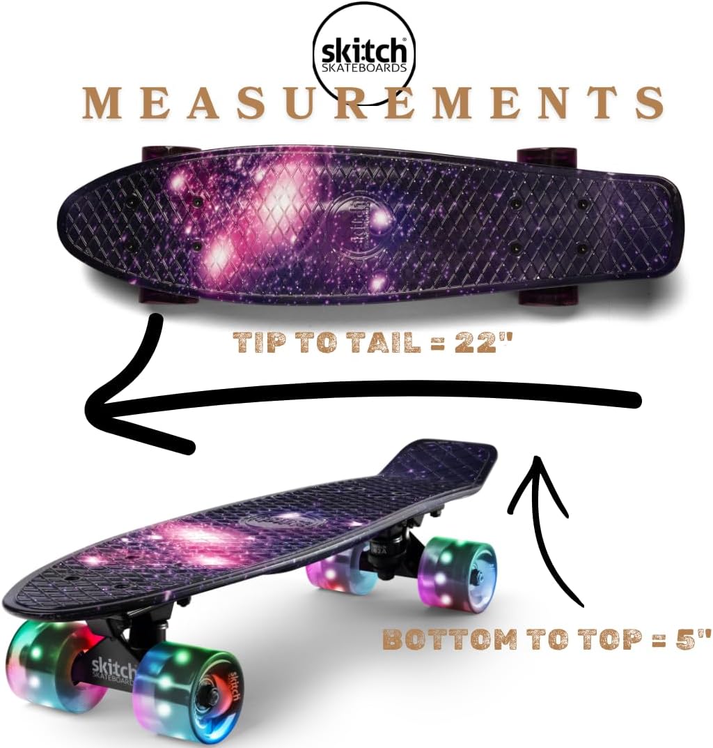 SKITCH Skateboards for Kids, Teens and Adults - Purple Galaxy LED+ - image 4