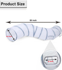 Cat Tunnel Tube Toys，Tunnels for Indoor Cats - S - 2 Way White Gray - image 2