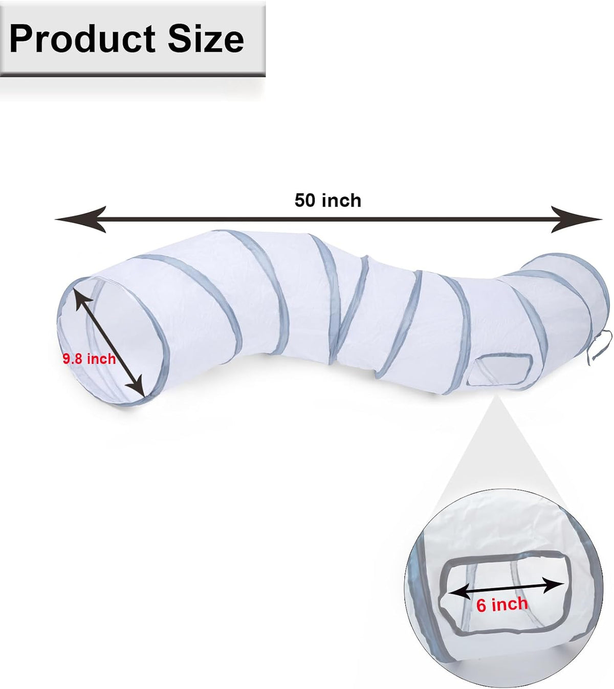 Cat Tunnel Tube Toys，Tunnels for Indoor Cats - S - 2 Way White Gray - image 2