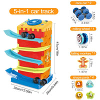MEACAOFG 5-in-1 Activity Cube Toys, Race Car Ramp Track,Toddler Toys, Montessori Stem Educational Cars