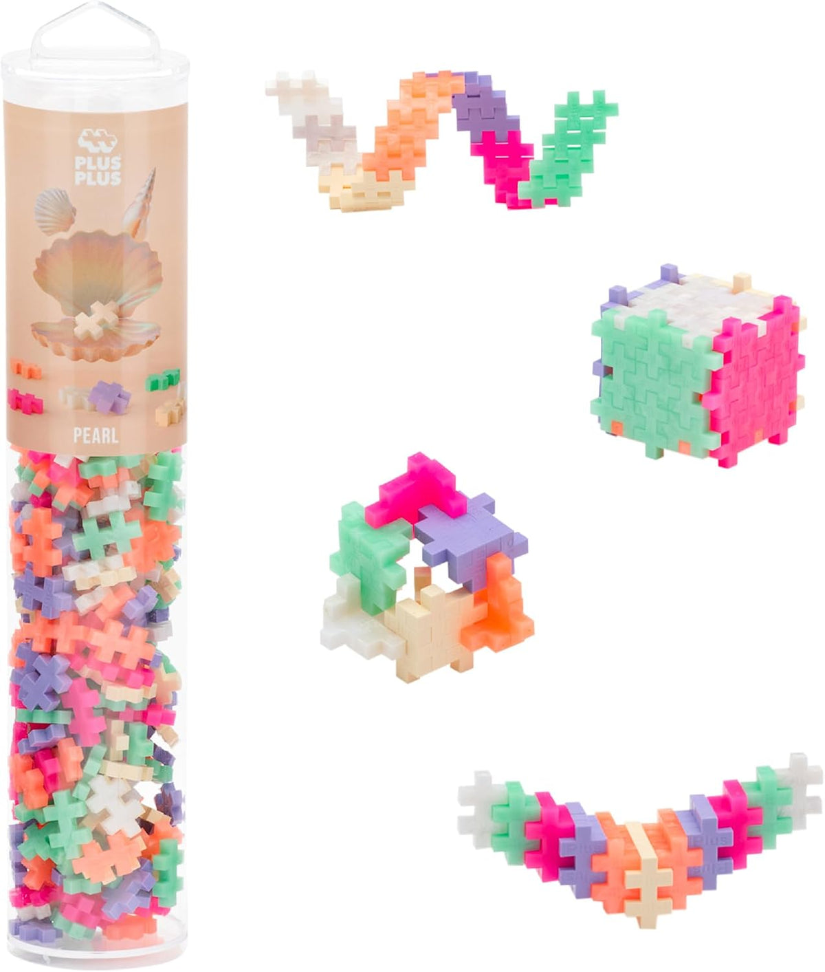 PLUS 240 Piece Glow in the Dark Mix, Mini Waffle Blocks - Pearl Mix Play Tube