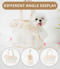 ONECUTE Dog Purse Carrier for Small Dogs Rabbit cat with Large Pockets - Beige Lace / 9.4"L x 5.9"W x 9.4"H - image 2