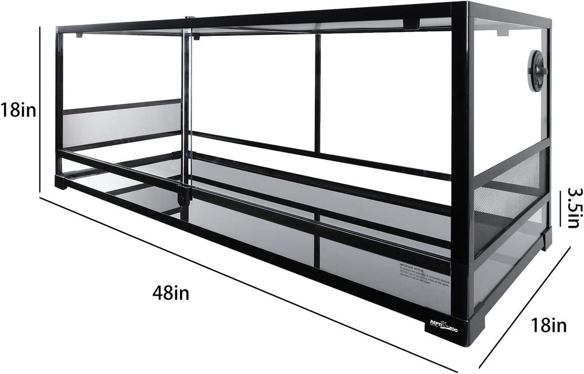 REPTI ZOO 50 Gallon Reptile Glass Tank Terrarium 2 in 1 Side Meshes - 48" x 18" x 18" (Extra-Long) - image 2