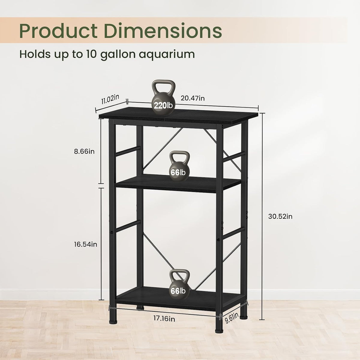 Snughome 10-20 Gallon Fish Tank Stand - Black / 10 Gal-3 Tier - image 3