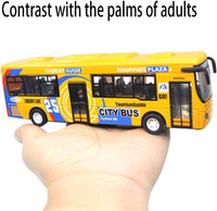 Ailejia yellow diecast city bus toy with pull back motor, lights and music - view 6