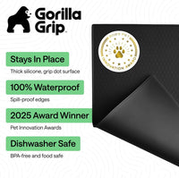 GORILLA GRIP Dog Food Mat, 100% Waterproof Silicone, 16x10 Beige – Essentials for Dogs - Black / 23"l X 15"w - image 2