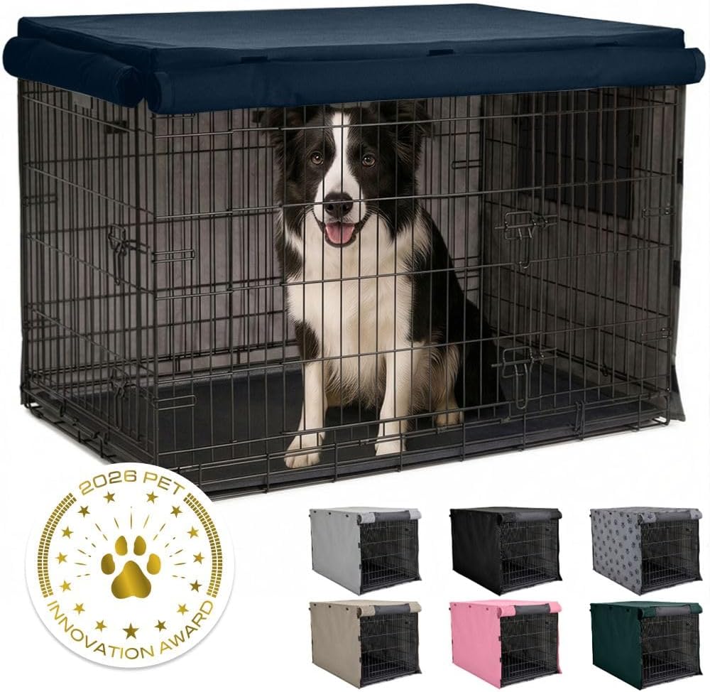 GORILLA GRIP Dog Enclosure Crate Cover Kennel Cage Topper 42in - Navy / 36" X 23" X 25"