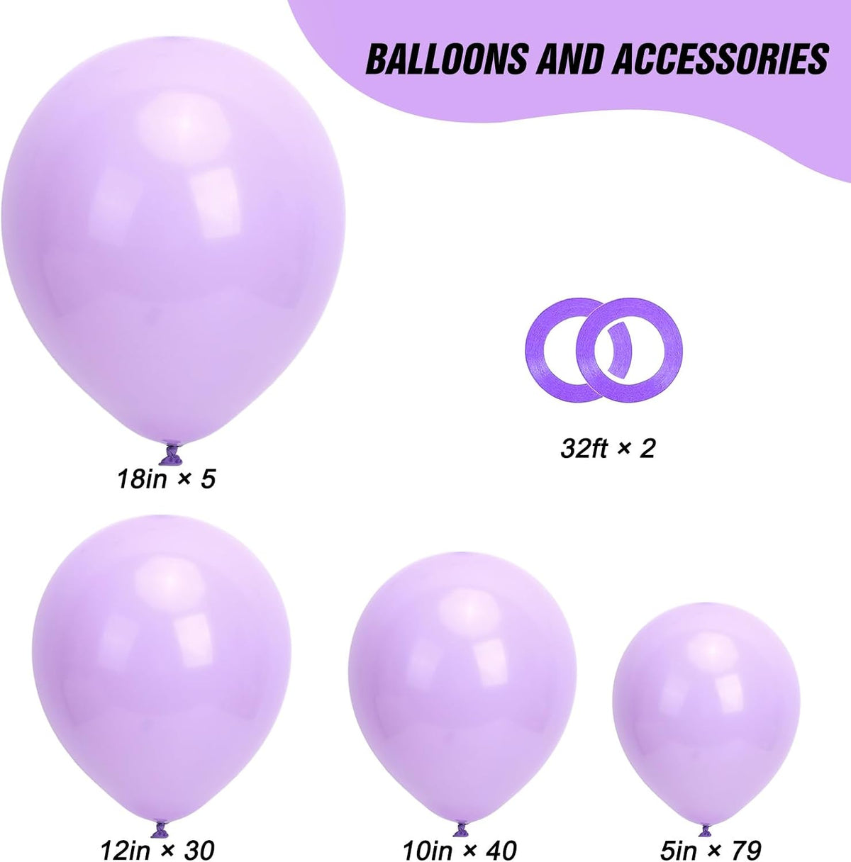 RUBFAC Balloons Black Balloon Arch for Black Birthday Decorations - Pastel Purple - image 2