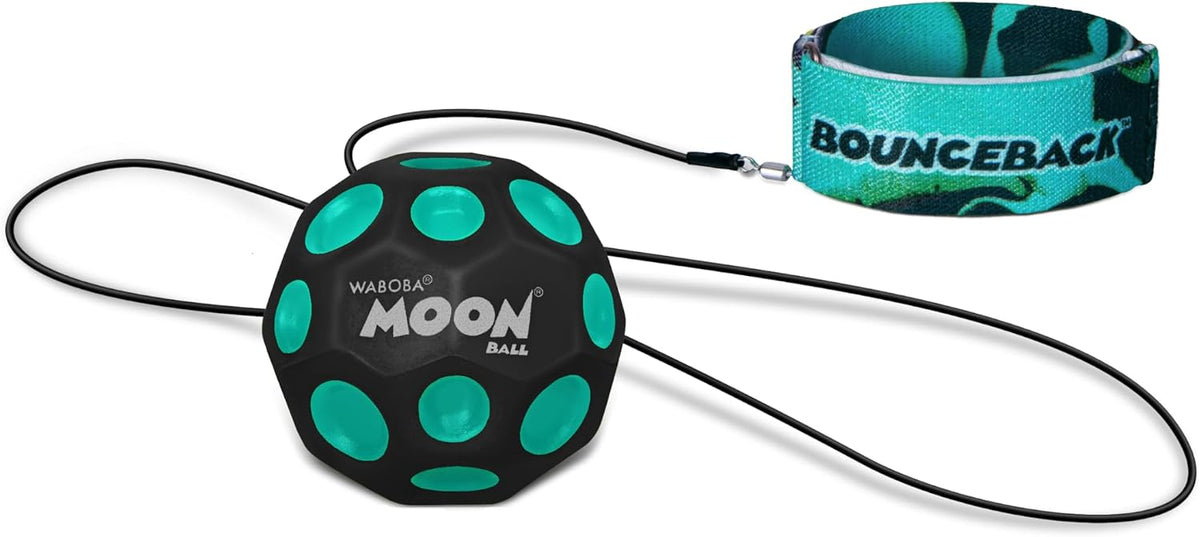 Waboba Bounceback Returning Black and Blue Moon Ball Hyper Bouncy - Blue