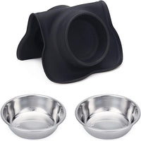 Hubulk Pet Dog Bowls 2 Stainless Steel Dog Bowl with No Spill - Black / Small - image 4