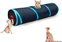 Cat Tunnel Tube Toys，Tunnels for Indoor Cats - 2 Way Black Blue