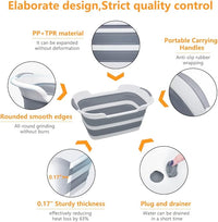 Collapsible Pet Bathtub, 7.1 Gal (27L) - Foldable Bathing Tub with Drain Plug for Dogs & Cats Under 30 lbs - Multi-Use as Laundry Basket, Storage Organizer, Camping Sink (Grey)