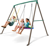 Trekassy 440lbs Swing Sets for Backyard - Brown