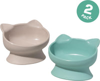 Kitty City Elevated Cat Bowls - Beige & Teal / Small - image 3