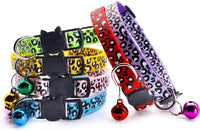 Reflective 2 Pack Breakaway Cat Collars with Bell Leopard Pattern - Purple