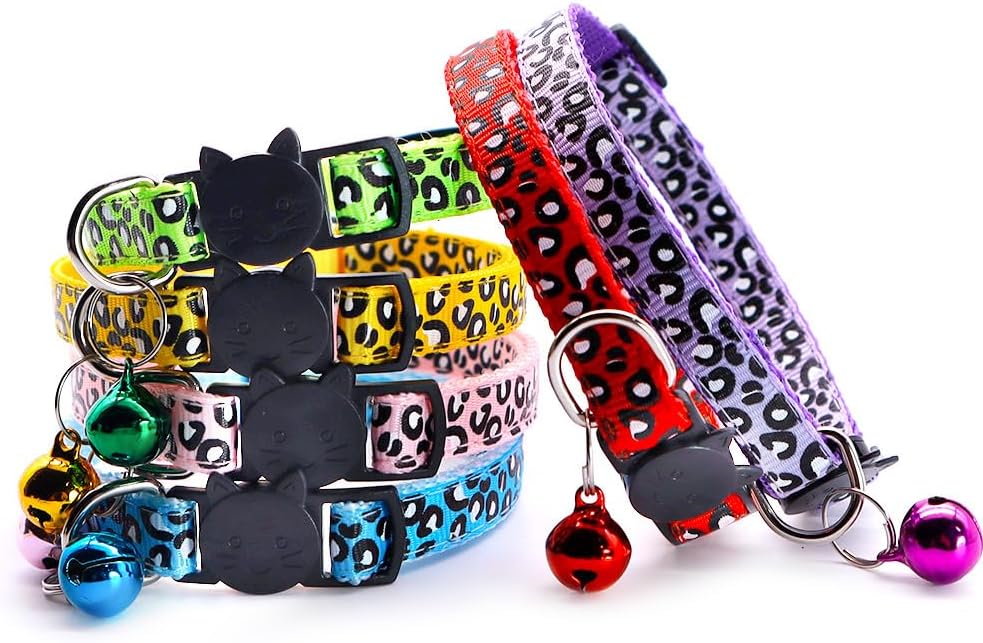 Reflective 2 Pack Breakaway Cat Collars with Bell Leopard Pattern - Purple