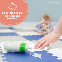 Non-Toxic Extra-Thick 36 Piece Children Play & Exercise Mat - 6 ft x 6 ft (Square) / Grey/Cream/Navy - image 4