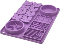 Slow Feeder Bowl, Silicone Lick Mat with Suction Cups for Dog Cat, Snuffle Mat for Pet Smell - Purple / Honeycomb 4in1