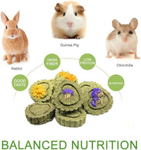 Bunny Chew Toys for Teeth, Natural Pet Chew Toy Hand Made Timothy Hay Cakes for Chinchilla Guinea Pig Hamsters Holland Lop Prairie Dogs Squirrels Gerbils Rabbit Chewing & Molar Teeth, 9.5oz