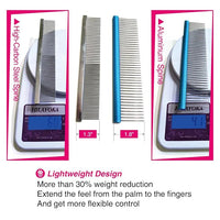 7.5" Greyhound Oval Grooming Comb – Blue Aluminum Spine, Stainless Steel Teeth Comb for Long-Haired Dogs & Cats, Removes Mats, Tangles, and Loose Fur – Lightweight for Long Time Deshedding