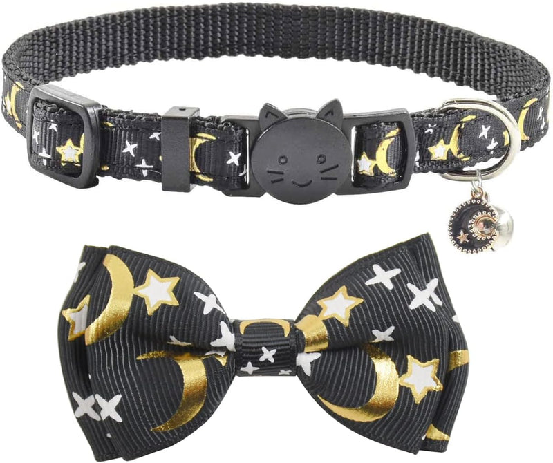 Bowtie Cat Collars Breakaway with Bell - Black Moon