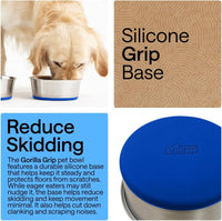 GORILLA GRIP Dog Bowl Set, Food Grade 304 Stainless Steel, 8 Cup - Royal Blue / 8 Cup (Set of 2) - image 3