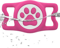 IP68 Waterpoof Dog Airtag Holder, Stretchy Silicone Full Body Covered Apple Air Tag Holder for Dog Cat Collar Fit All Width Collar (Rose, 1 Pack)