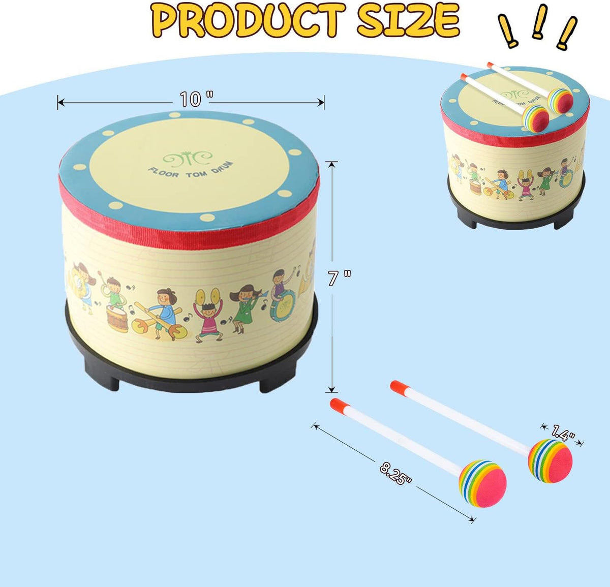 Musfunny Floor Tom Drum for Kids – Fun for Kids & Family - 10 inch - image 4