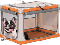 A 4 Pet 36-in Foldable Soft-Sided Dog Crate for Large Dogs – Essentials for Dogs - Orange+Beige / 26.0"L x 19.0"W x 18.0"H