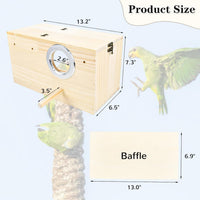 Parakeet Nesting Box Cockatiel Nesting Natural Pine Bird Nest Bird - XL(13.3*7.4*6.6inch) - image 4
