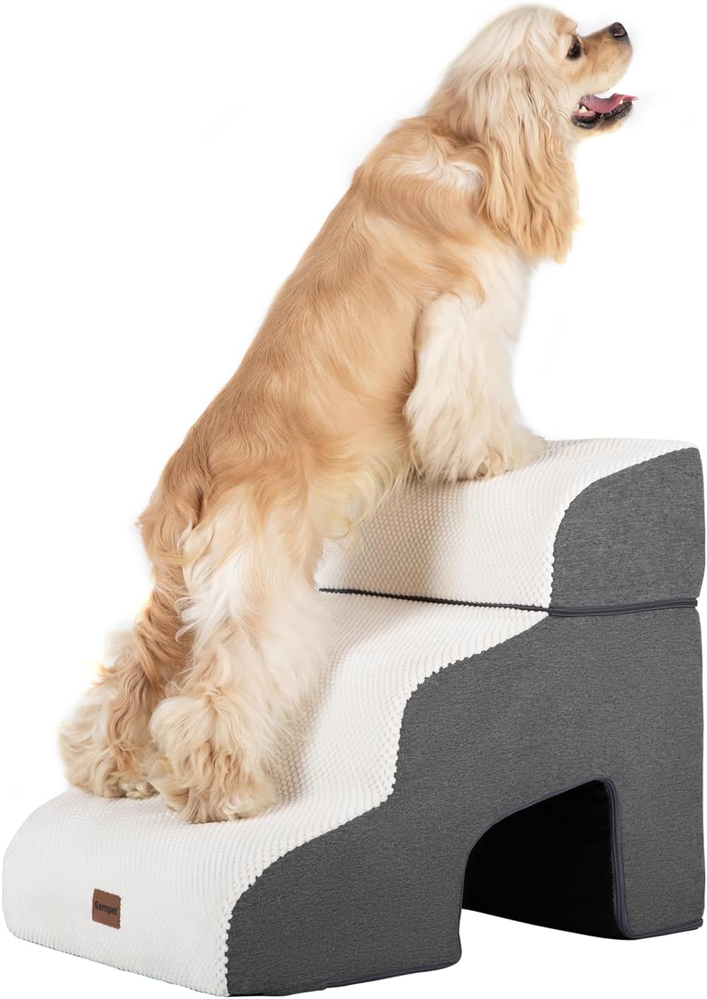 Garnpet Dog Stairs for Couch Sofa and Chair - Fleece 3-Step / Beige
