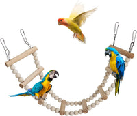 Bird Ladder Bridge, Wooden Pet Hamster Climbing & Swing Toys - 8 Steps - 19.3 × 3.14 Inch