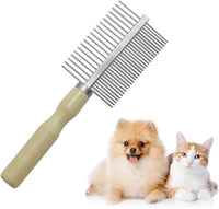 Wooden Handle Grooming Comb for Dogs Cats Pet – Essentials for Cats - Double-Sided Teech Comb