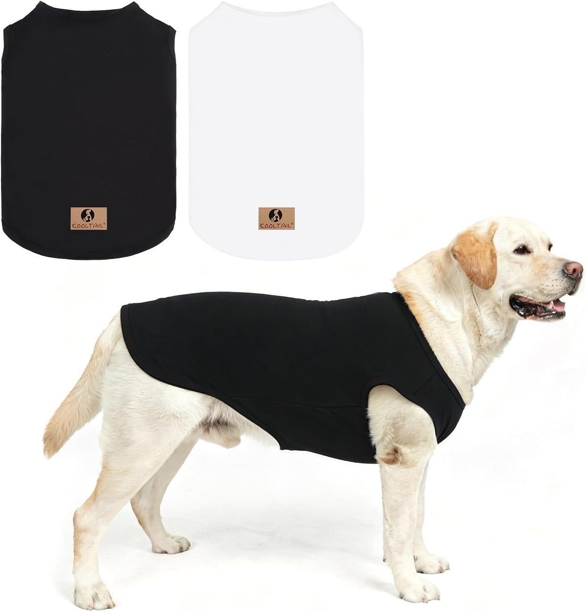 2-pack yellow and light grey cotton dog tank tops for large dogs