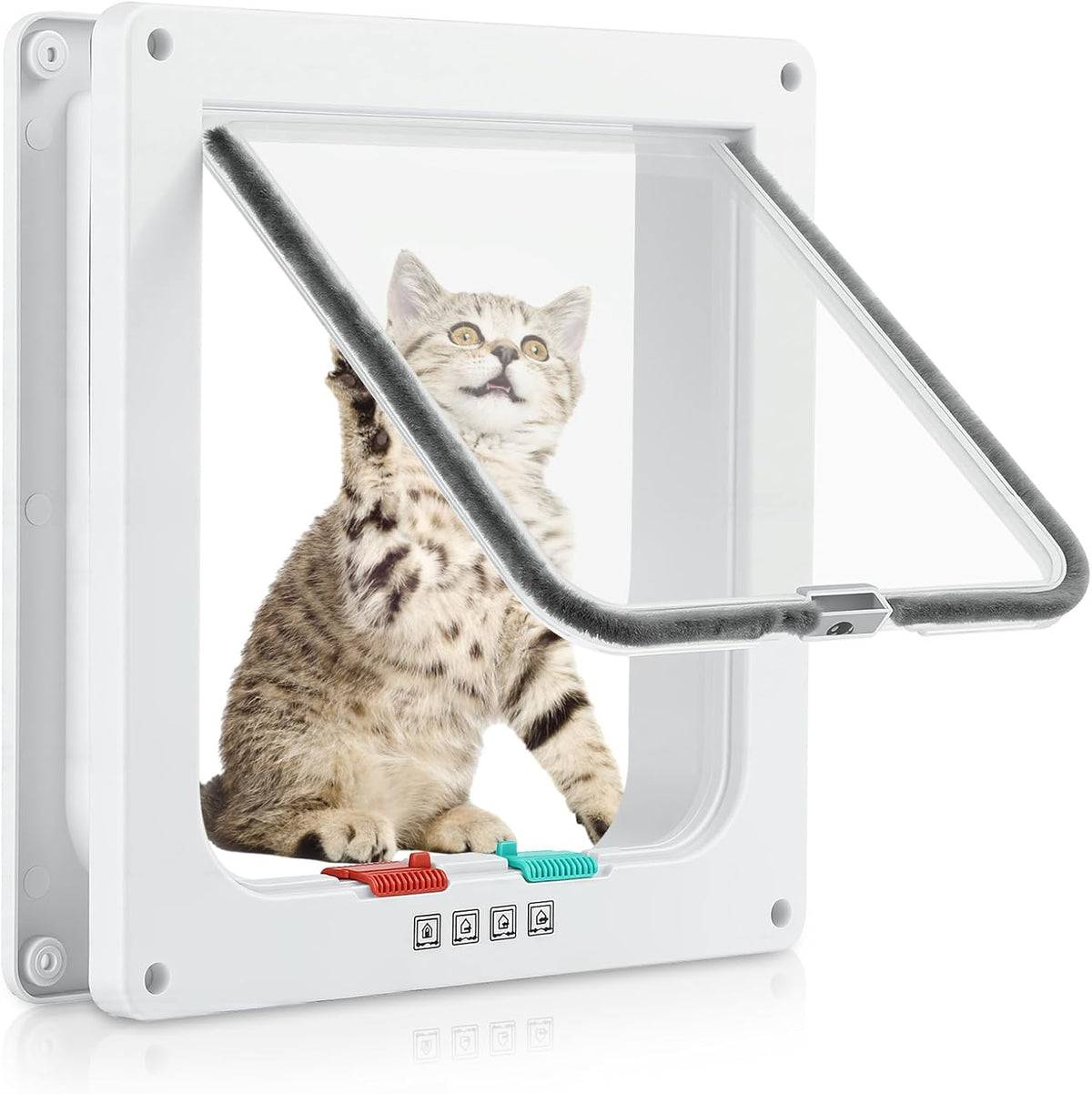 Cat Door for Interior Exterior Door, 4-Way Locking Flap – Essentials for Cats - Large