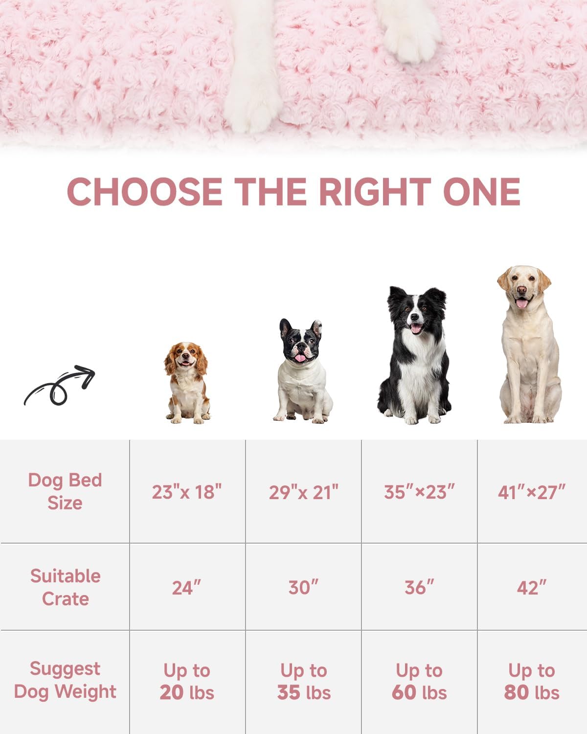 KSIIA Washable Dog Bed Medium Size Dog Crate Bed Plush Pet Mat - Pink / 23.0"L x 18.0"W x 3.0"Th - image 3