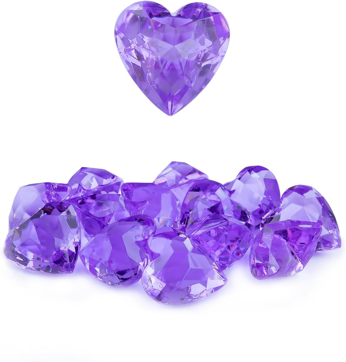 Niceup acrylic heart gems, 30 chunky 3D heart-shaped diamond gemstones for kids - view 2