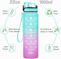 Enerbone Water Bottle, Leakproof BPA & Toxic Free, Motivational Water Bottle with Times to Drink and Straw, Fitness Sports Water Bottle with Strap for Office, Gym, Outdoor Sports